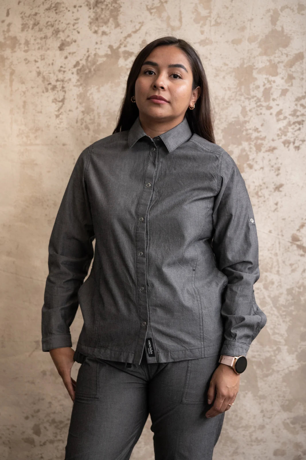 CAMISA BISTRO MEZCLILLA NEGRO JASPE