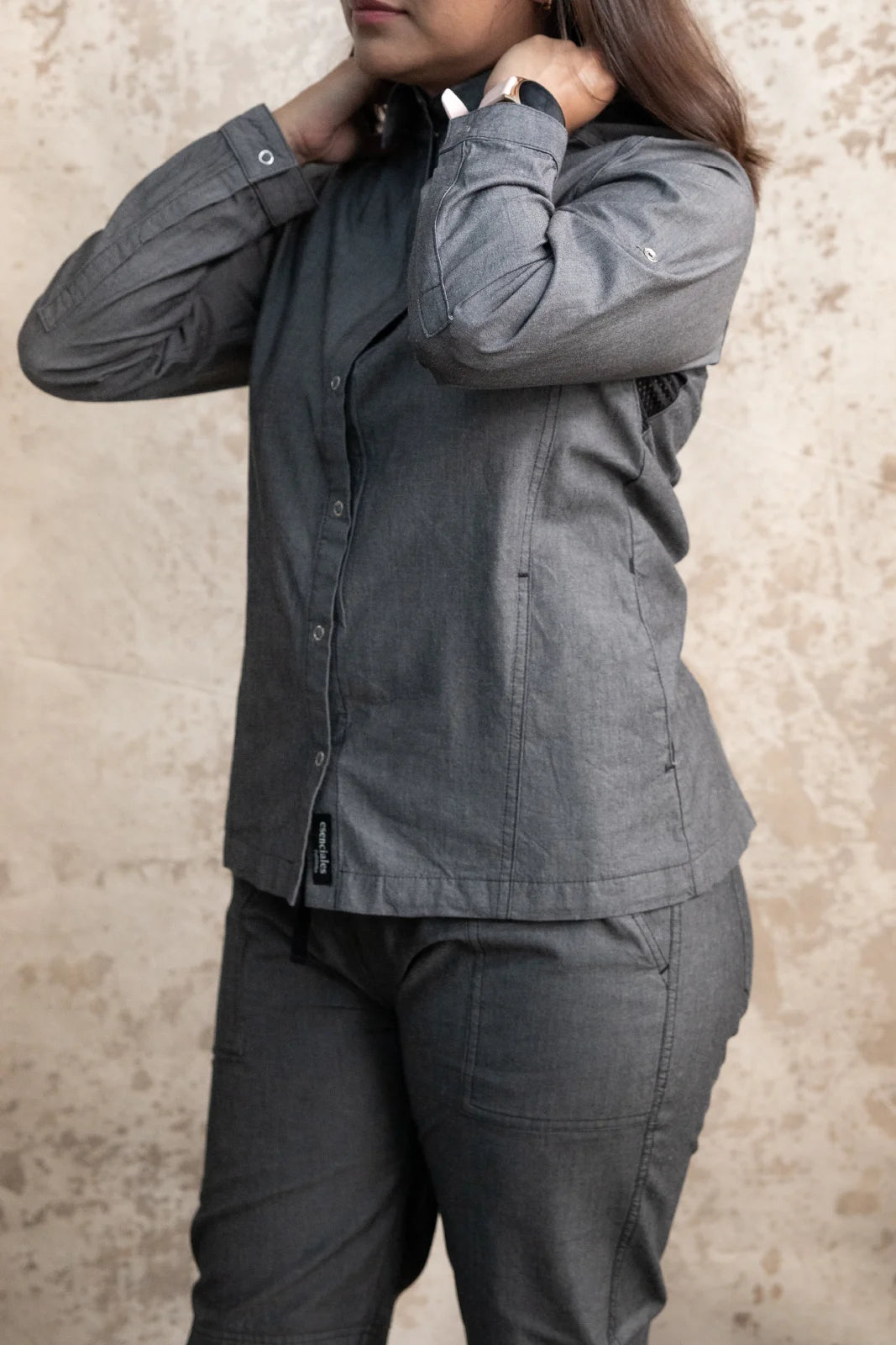 CAMISA BISTRO MEZCLILLA NEGRO JASPE