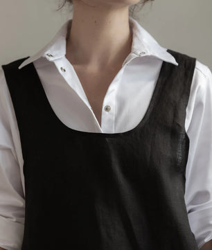 Mandil cruzado lino azabache